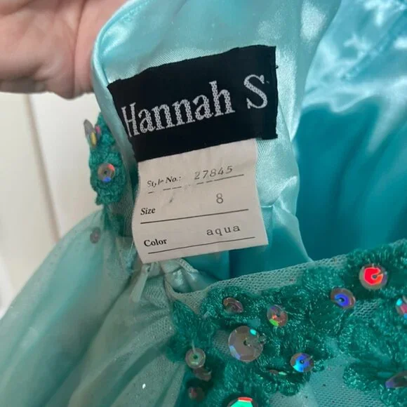 Hanna S Pre- Owned Aqua Mini Party Dress size 8 - Picture 11 of 13